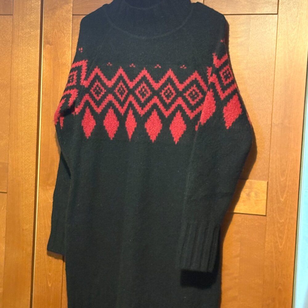 Banana Republic Sweater Dress Sz S Wool Blend Black and Red New $250 - Picture 3 of 6